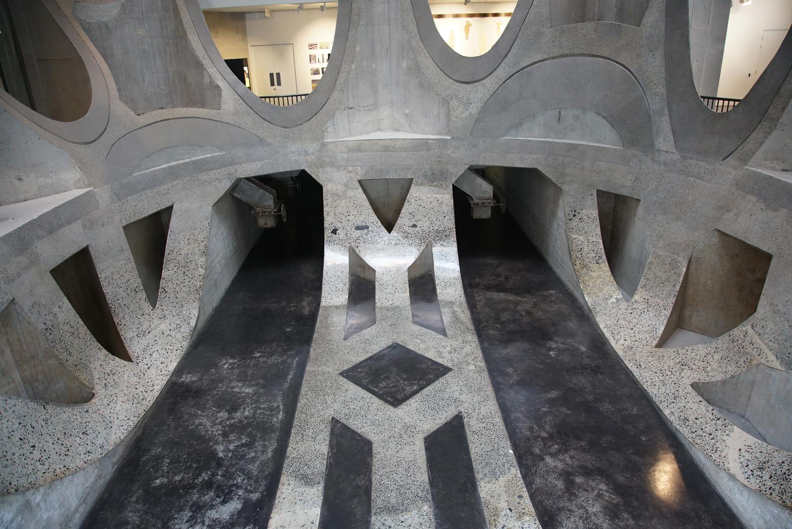 Carved concrete atrium of Zeitz MOCAA seen from above